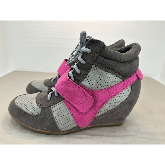 Lane Bryant Women's Ladies Shoes Gray pink Heal Sneakers. Size: 12 W - Picture 3 of 12
